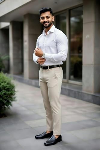 Image of Men's Formal Shirt and Trouser Combo Set | Slim Fit Stylish Office Wear | Premium Cotton Blend Shirt Pant Set for Men | Top & Bottom Clothing Set
