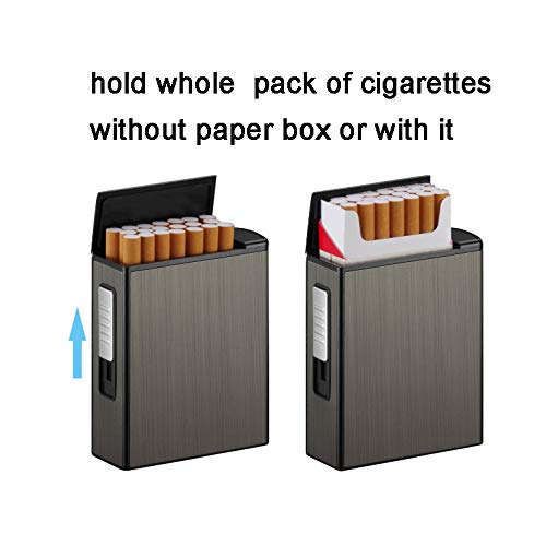 Cigarette Case for Whole Package Cigarettes 20pcs,Cigarettes Case Box Holder Automatic Ejection Case with Dual Arc Lighter USB Rechargeable,Flameless,Windproof,Waterproof (Dragon, Tungsten) - Thumbnail 3