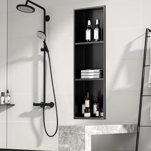 Moderno scaffale da doccia nero per piastrelle ad angolo quadrato nizer mensola portaoggetti da parete per sapone e bagno essenziale design elegante e funzionale