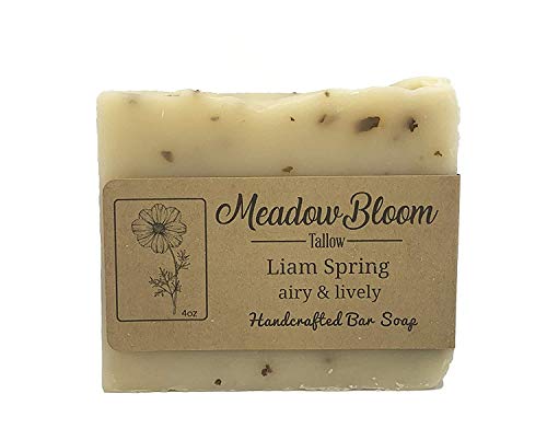 Hunter Cattle Co. Est'd 2004 Hc Meadow Bloom Tallow Bar Soap - Rosemary & Spearmint Single Pack - Made With All Natural 100% Grass Fed Tallow Handmade Soap Bar - Great For Face Or Body Soap #TOP6