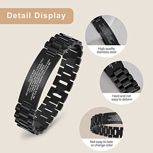 Butishop Son Bracelet Stainless Steel Wristband Bracelet Personalized Courage Bracelet Adjustment Tool Inspirational Son Bracelet From Mom And Dad Christmas Birthday Gifts(N) #TOP2