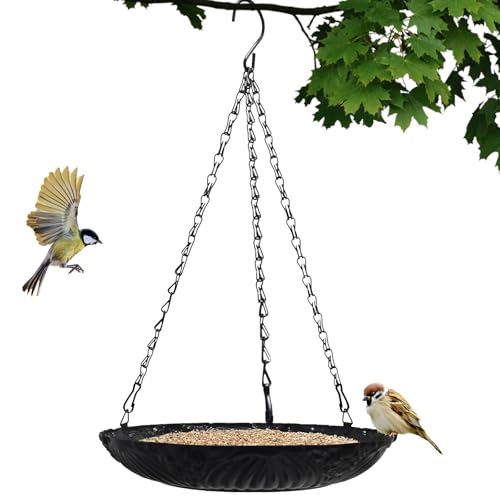 Platform Bird Feeder，11 inch Large Metal Hanging Tray...