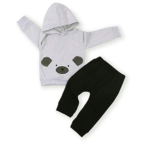 Toddler Infant Baby Boy Clothes Little Bear Animal Style Long Sleeve Hoodie Tops Sweatsuit Pants Outfit Set (Baby Bear, 0-6 Months)