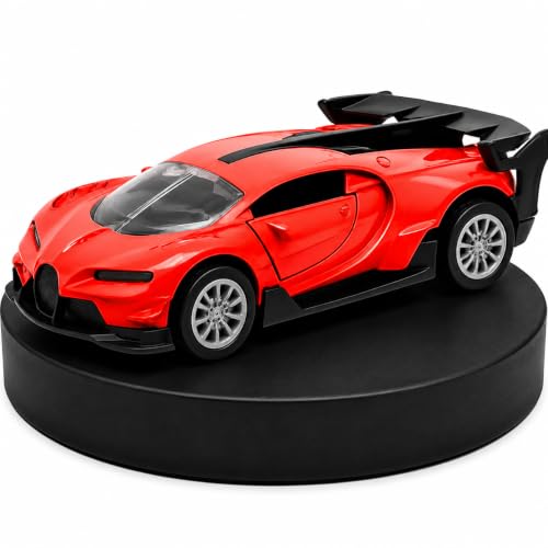 Image of Bugatti Die Cast 1:32 Scale Metal Pull Back Car with Openable Doors | Premium Alloy Toy Vehicle for Kids Boys Girls | Realistic Mini Racing Model Car | Durable Collectible Gift Red