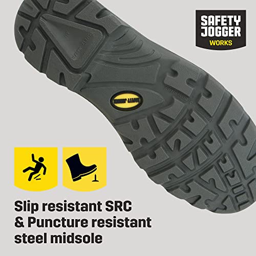 Cortina n.v. SAFETY JOGGER mit Stahlkappe Herren Leicht - S3 / S1P Arbeitsschuh für Damen, Rutschfeste Pannensichere Stahlsohle, Stoßdämpfender, Wasser- und Ölabweisender Sicherheitsstiefel, 42 EU Bestboy Schwarz