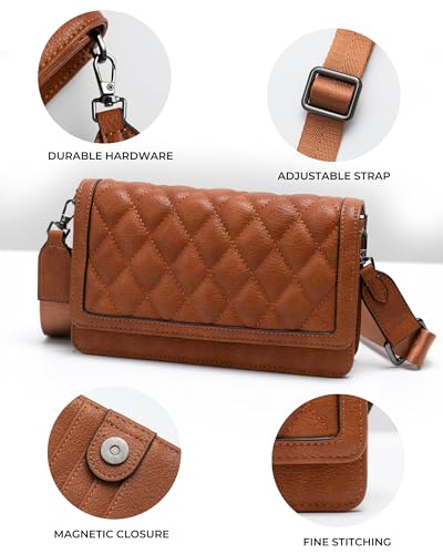 Image of Alldaily Quilted Small Crossbody Bag for Women, Wallet Purse with Card Slots & Phone Holder
