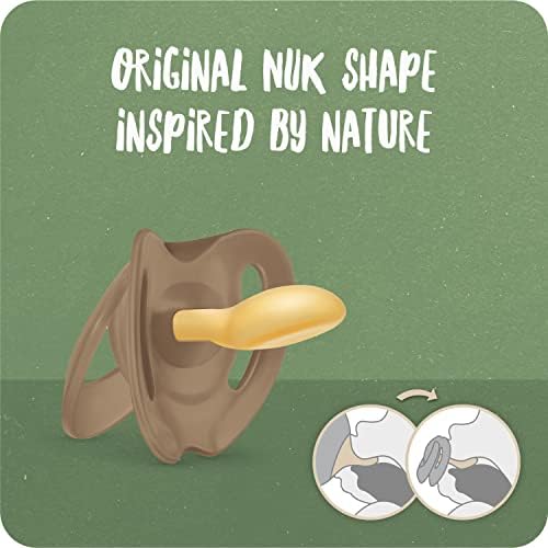 NUK for Nature Baby Dummy | 6-18 Months | Sustainable Rubber Soothers | Over 98% Natural Raw Materials | Eucalyptus Green | 2 Count