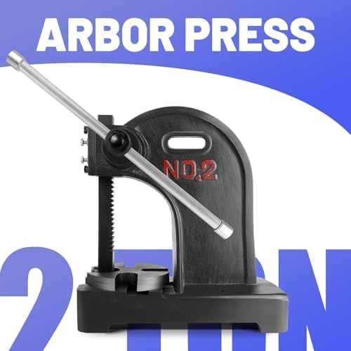 Solid Cast Iron 2 Ton Manual Arbor Press, 8.5" Capacity Desktop Press Machine for Bearing Removal, Metal Stamping, Grommet Setting & Leathercraft, Hardened Steel Ram Workshop Tool