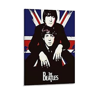 British Beetle John Lennon Poster décoratif rétro sur toile pour salon, chambre à coucher 60 x 90 cm - Les Beatles, Paul McCartney, John Lennon, RIngo Starr, George Harrison