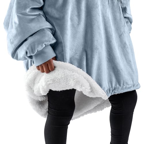 Image of Bare Home Wearable Blanket Hoodie - Soft Plush Sherpa - Warm and Cozy - Oversized Wearable Blanket