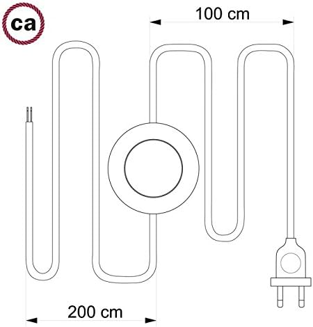 creative cables Creative standing lamp connection cable RZ09 Zigzag white red silk effect 3 m. Choose from three colors for switch and plug. white photo 2