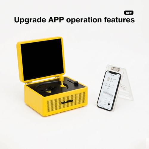 Image of CD Player with Bluetooth Speaker, High-Fidelity Sound, App-Controlled, Magnetic Display for Photos & Pins, Retro Desktop Music Player, Gift for Music Lovers (Black and Yellow)