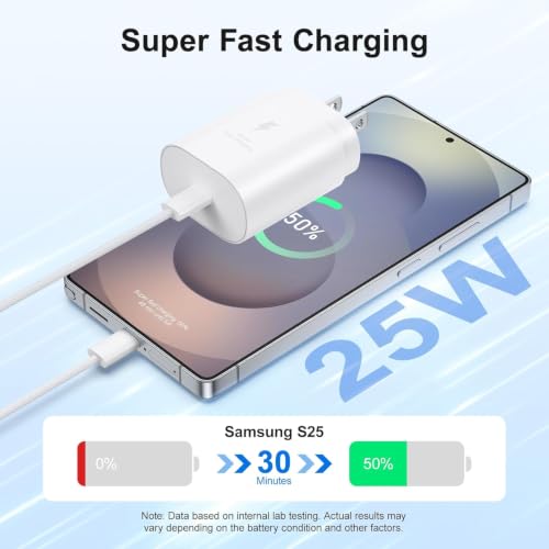 Image of (BIS-Certified) 25W Type-C Adapter with Cable Charger Compatible with Samsung Galaxy S25, S24, S23, S22, S21(Ultra /Fe), M35, M36, M16, M06, M05, M56, A55 5G, A35 5G, A15, F15, F14 (Z /S /A /M /F Series)