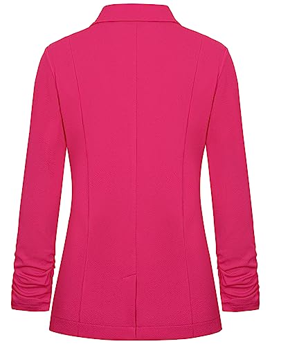 MINTLIMIT Womens Casual 3/4 Sleeve Blazer Suit Cardigan Lapel Button Pockets Jacket Blazers for Work Office 2024, Hot Pink, L3
