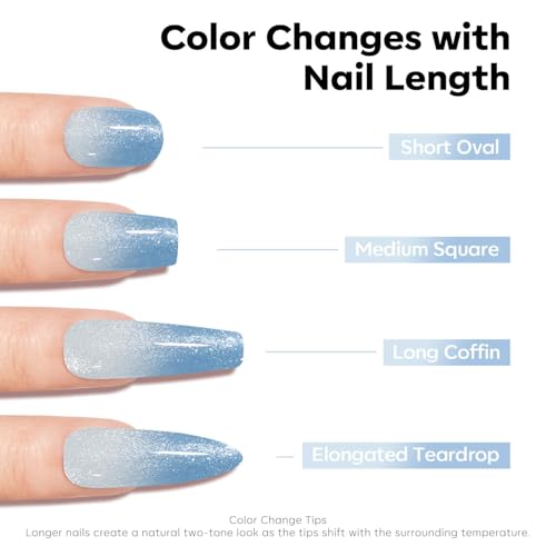 Image of modelones Blue Gel Nail Polish White Color Changing Mood Temperature Change Nail Polish Gel Soak Off Winter Nail Art New Year Party 15ML