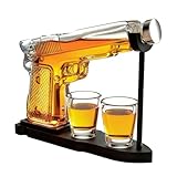 Gifts for Men Dad, 9 Oz Whiskey Gun Decanter Set, Unique Dad Birthday Gift Ideas from Daughter Son, Retirement Bar Stuff Gift for Father Him Brother, Pistol Dispenser for Liquor Vodka - Shot Glasses