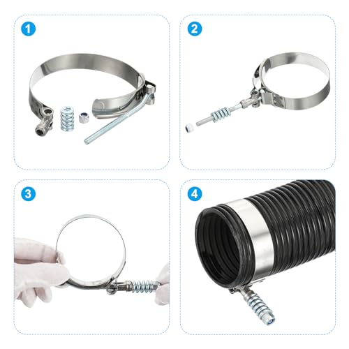 PATIKIL T-Bolt Hose Clamps with Spring, 2 Pack 304 Stainless Steel Adjustable Worm Hose Clamp Working Range 152-160mm(6-6.3") for 6" Hose ID by PATIKIL - Image 6