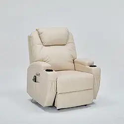 Poltrona do Papai Cinema Elétrica Vector com Massagem Aquecimento Porta Copos Entrada USB/USB-C PU Bege G94 - Gran Belo