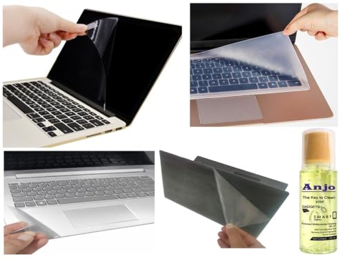 Image of Anjo 5 in 1 Combo Of 14 Inch & 16:10 Display Aspect Ratios Laptop Screen Protector, KeySkin, Body Lamination Trackpad & Lid (Transparent) & Cleaner