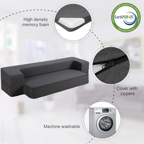 HonTop 8 Inch Folding Sofa Bed Couch Queen Memory Foam Convertible Futon Sleeper Chair Foam Bed の商品画像 6