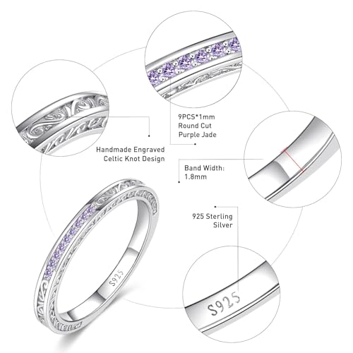 Image of Vintage Celtic Knot Women's Engagement Ring Sets 925 Sterling Silver /14K Gold Plated Stackable Wedding Bands Rings AAAAA Cubic Zirconia Women Bridal Sets Wedding Ring Band Width 1.8mm Size 5-9