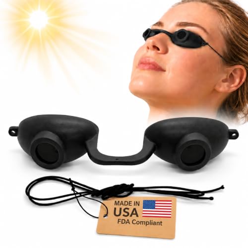 Super Sunnies Flexible UV Eye Tanning Bed Goggles w/Strap - Black