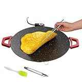 Electric Griddle Indoor | Fast Heating Nonstick Griddle,Round Small Indoor Grill with Oil Brush and BBQ Tongs,for Kitchen Cooking Breakfast Steak Pancake Burger Egg