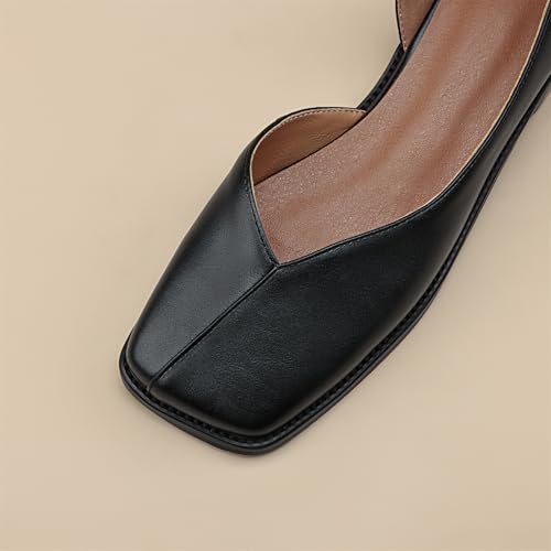 Women's Square Closed Toe Pumps D'Orsay Pull-On Overlapping Low Block Heel Work Office Church Casual Dress Shoes Comfortable Business Basic Party Dating Shopping Daily Wear Flats3
