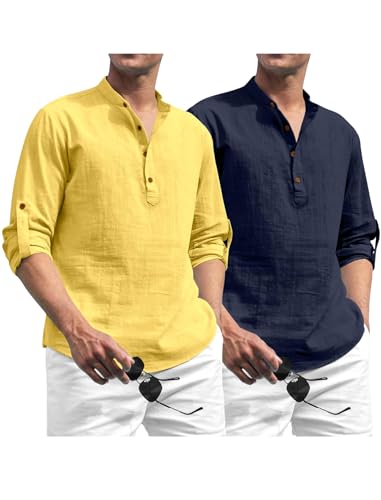 Image of Zombom Men's Kurta || Chinese Collar Long Sleeves || Straight Hip Length Kurtas || Short Kurta for Men || for Festival || Function || Occasion Wear Fancy Kurta for || Best Gifts for Men