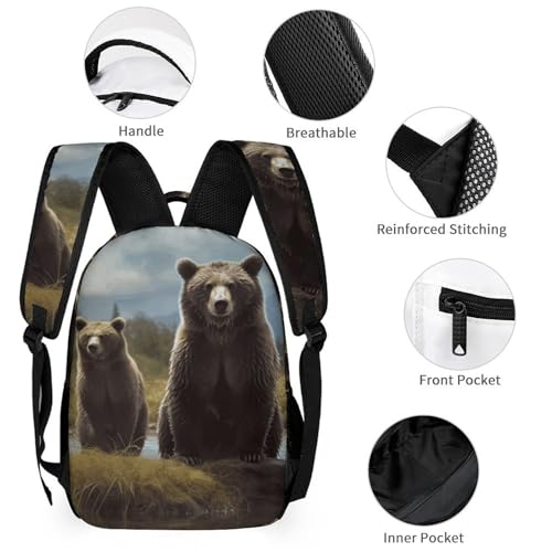 Encounter Animal Bear Backpack Set Lightweight Bag Lunch Box Pencil Bags for Women Men Bookbags 3 in 13