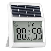 Solar Digital Indoor Thermometer & Hygrometer, Light Powered (No Rechargeable Batteries Runs Only on Real-time Light Exposure) Indoor Temperature and Humidity Monitor, Humidity Gauge