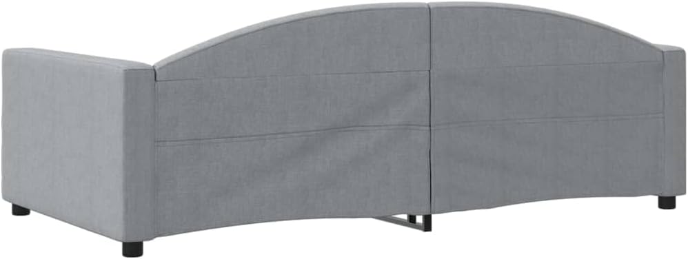 Day Bed Light Gray Fabric 100% Polyester Twin Size with Metal and Solid Wood Frame, Sturdy Platform Foundation, Easy Assembly for Bedroom and Modern Minimalist Spaces