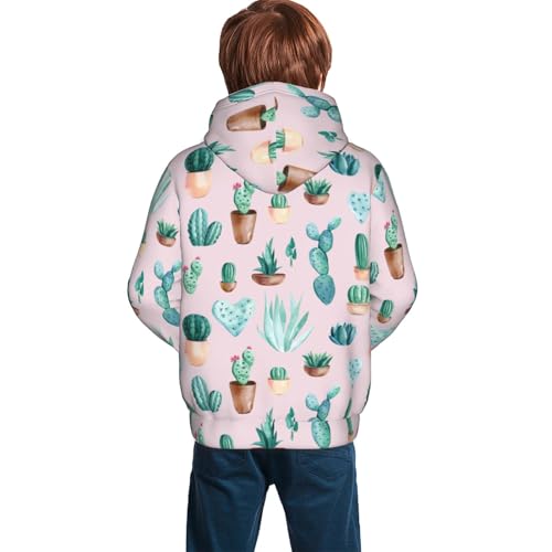 Green Cacti and Succulents Kid Hoodies Boys Sweatshirts Girls Pullover with Pocket4