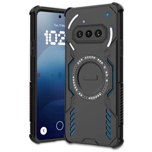 Image of AESTMO Back Case Cover for Nothing Phone 3A 5G | Magnetic Case with Built-in Metal Ring | Compatible with MagSafe Accessories | Shockproof Hybrid (PC + TPU, Black)