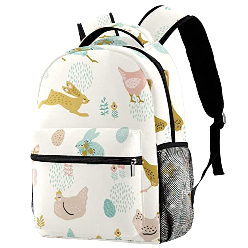 Sac à dos d'école lapins et poussins de Pâques léger pour garçon et fille