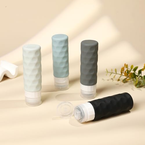 travel bottles for toiletries 4pcs tsa approved 3oz travel size containers bpa free leak proof premium silicone bottles refillable liquid squeezable accessories wtoiletry bag