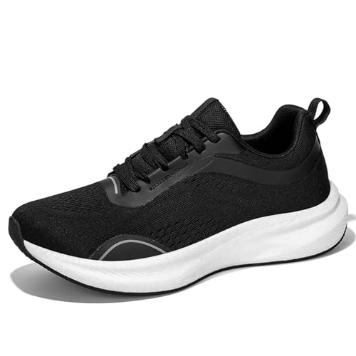 Zapatillas Deportivas Transpirables de Punta Ancha para Exteriores para Parejas: Zapatos Casuales Unisex de Malla con Cordones para una Comodidad Diaria y un Ajuste fácil. (Black, 36)
