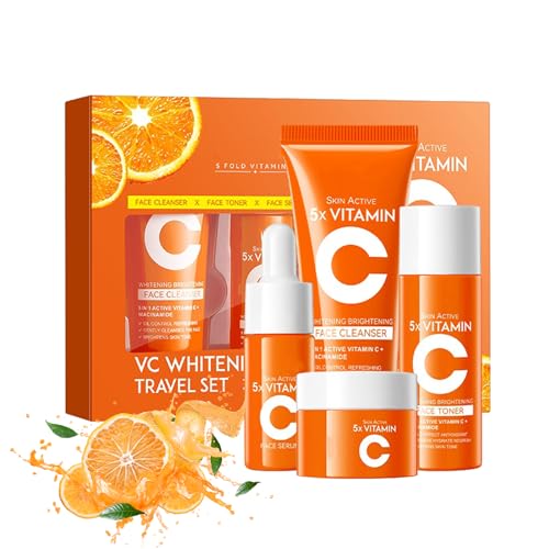 Vitamin C Skincare Set,Skin Care Sets & Kits for Pamper Teenage Girls Gifts,Facial Kit with Cleanser, Toner, Serum & Face Cream,Birthday, Travel Kit for All Skin Types