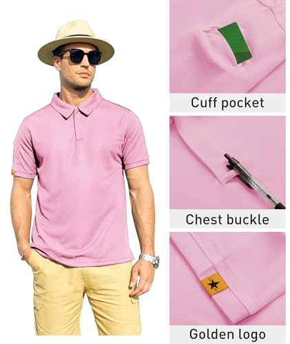 Image of ZITY Mens Polo Shirt Short Sleeve Sports Tactical T-Shirt Athletic Golf Polos Daily Casual Stylish Collared Shirts for Men