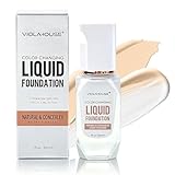 VIOLA HOUSE 4 in 1 Color Changing Liquid Foundation, Colour Changing Foundation Flawless Finish, Lightweight, Moisturizing Glow,Longwearing & Waterproof 1.0 Oz/30ML (Medium Skin Color)