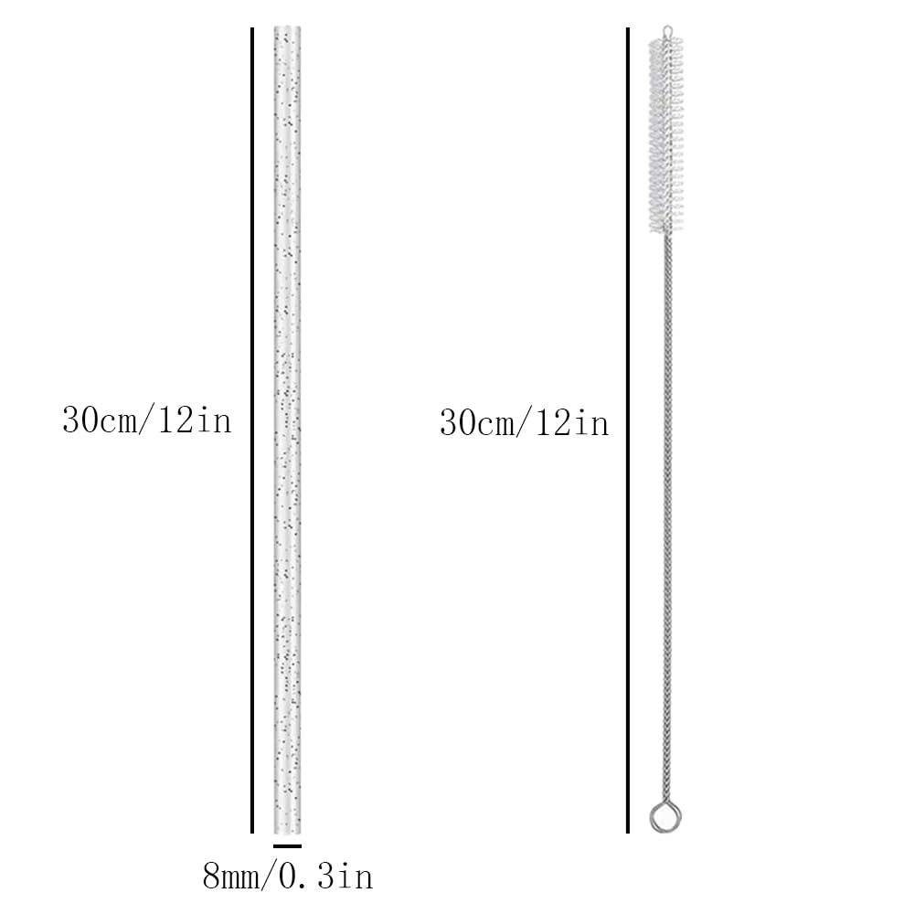 12 Cannucce Riutilizzabili In Vetro Borosilicato - 5 Dritte, 5 Curve E 2 Spazzole Per Pulizia
