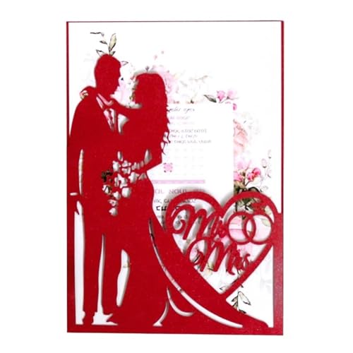 Faire-part mariage personnalisé de luxe rouge avec papeterie haut de gamme (Lot de 25)