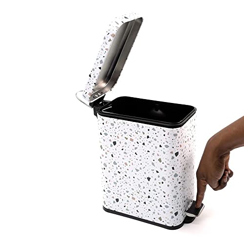 Oikos - Lixeira Retangular 5L de Metal com Pedal Granilite