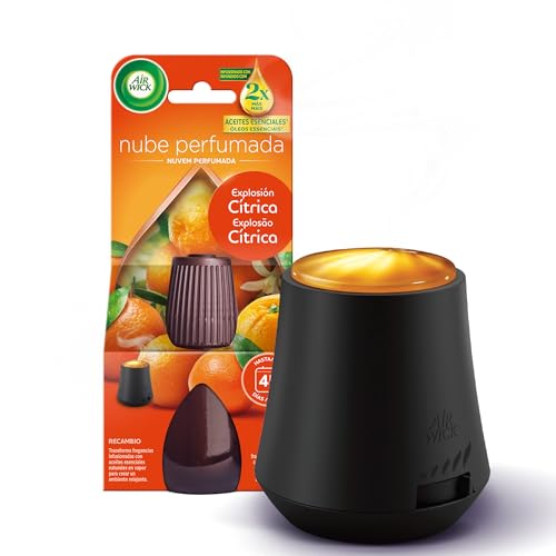Air Wick Essential Mist   Aparato y Recambio de Ambientador Difusor, Esencia para Casa con Aroma a Explosión Cítrica, Pack de 1 Aparato y 1 Recambio, Negro, 2 Unidad (Paquete de 1)