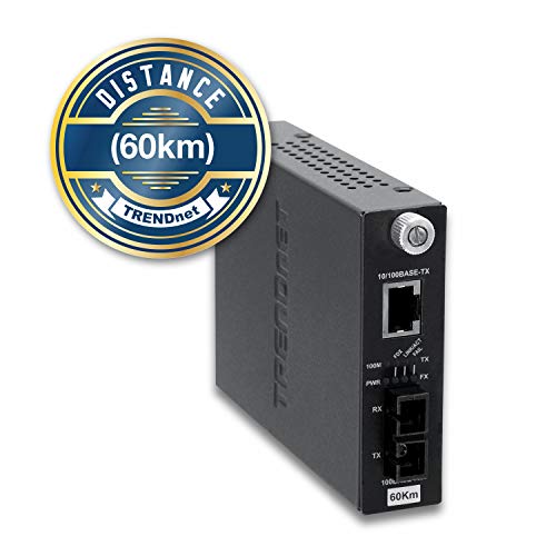 Image of TRENDnet Intelligent 10 /100Base-TX to 100Base-FX Single Mode SC Fiber Media Converter (60Km /37.3 Miles), Auto-Negotiation, RJ-45 Port, Fiber to Ethernet Converter,Lifetime Protection, TFC-110S60i
