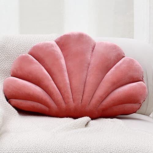 Sioloc Seashell Shaped Throw Pillows Soft Velvet Insert Decorative Pillows For Bed Couch Living Sofa Room Decor Accent Throw Pillow(Coral,13 X 10 Inches) #TOP10