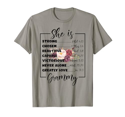 Flower She Is Grammy Christian Mothers Day Religious Women T-Shirt