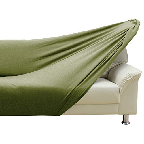 gaufre ソファーカバー 肘付き 2人掛け 3人掛け 肘無し ソファーベッド カバー 伸縮素材 ストレッチ オールシーズン 洗える (ダークグリーン【DGN】, 2人掛け用)