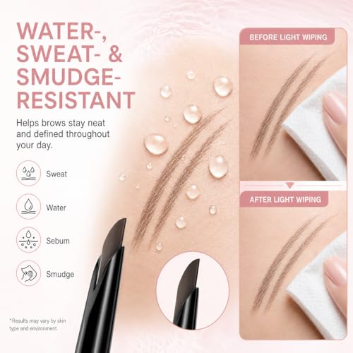 Image of Eyebrow Pencil for Women, Light Brown Waterproof Brow Pencil, 0.1mm Ultra-Fine Automatic Pencil with Angled Precision Tip & Built-In Spoolie Brush, Long-Lasting Natural Eyebrow Makeup