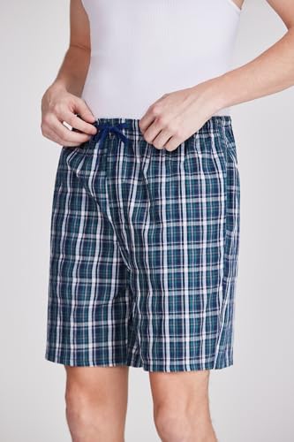 Men's Plaid Pajama Shorts Relaxed Fit Lounge Pants with Drawstring and Button Open Fly 3 Pack3